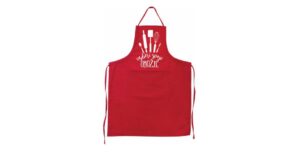 rdeč predpasnik z napisom